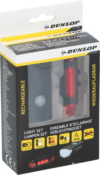 Zestaw lampki rowerowe USB LED przód tył DUNLOP