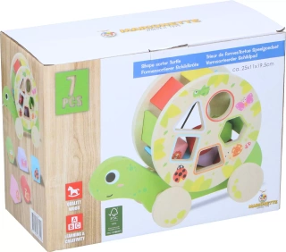 Drewniany sorter żółw do ciągnięcia klocki montessori  MARIONETTE