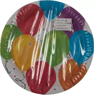 Talerzyki urodzinowe papierowe Balony PARTY 23cm x6