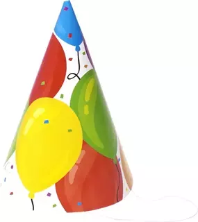 Czapeczki urodzinowe papierowe Balony PARTY x6