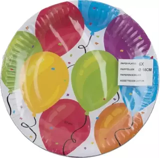 Talerzyki urodzinowe papierowe Balony PARTY 18cm x6