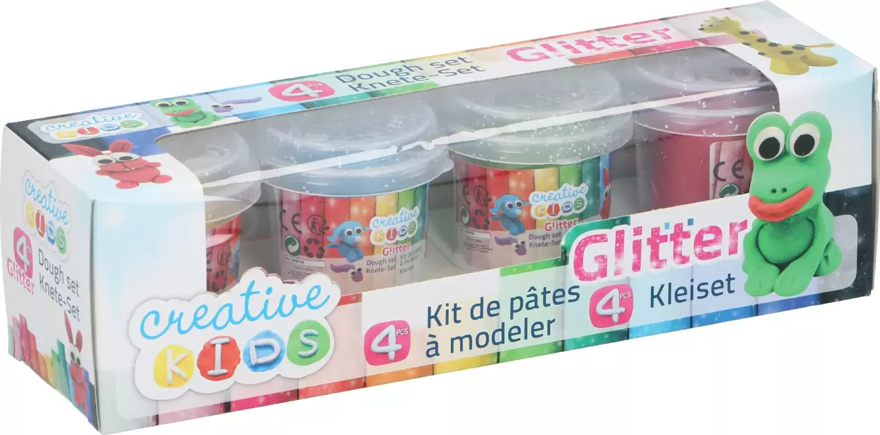 Ciastolina brokatowa zestaw CREATIVE KIDS 4x55g