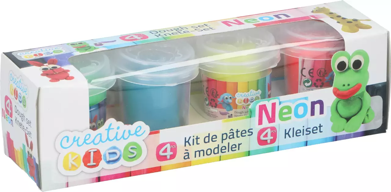 Ciastolina neonowa zestaw CREATIVE KIDS 4x55g