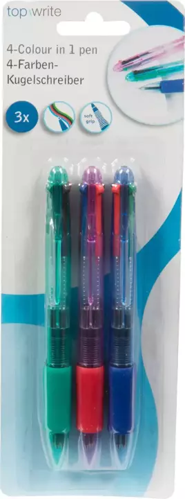 Długopisy kolorowe 4w1 zestaw TOPWRITE x3