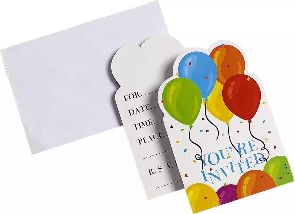 Kartki urodzinowe zaproszenie Balony PARTY 15x11cm x6