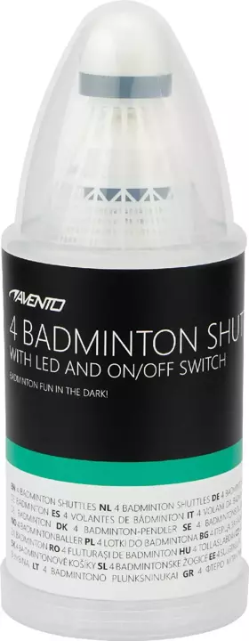 Lotki do badmintona świecące LED AVENTO x4
