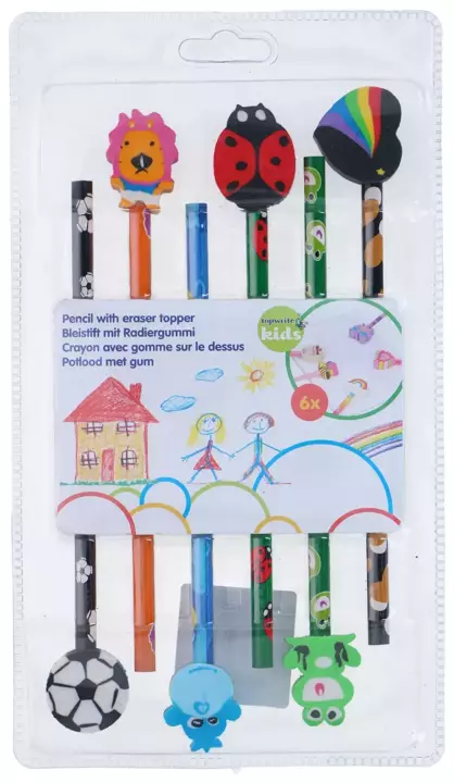 Ołówki z gumką dla dzieci TOPWRITE x6