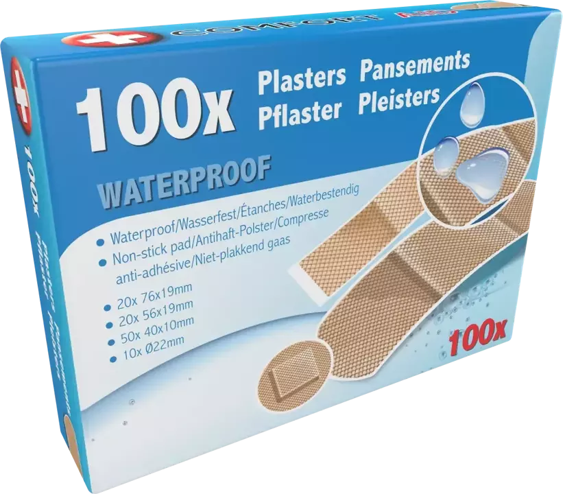 Plastry opatrunkowe wodoodporne COMFORT AID x100