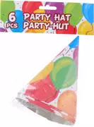 Czapeczki urodzinowe papierowe Balony PARTY x6