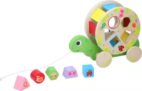 Drewniany sorter żółw do ciągnięcia klocki montessori  MARIONETTE